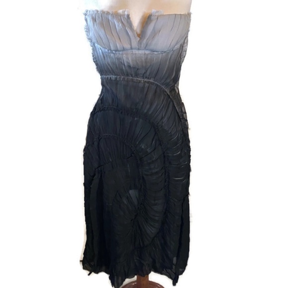 ❌SOLD❌ Alberta Ferretti Anthracite Ombre Chiffon Dress Sz S - Picture 2 of 13